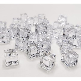 Glow in The Dark Ice Cubes (20-Pack) - 0.7" Acrylic Reusable Decorative Ice Cubes with Sparkles, Blue & White Mix for Drinks, Parties, Pool & Home Decor