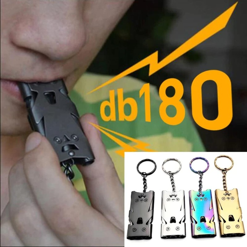 gofidin Double Pipe Whistle Pendant Keychain High Decibel Outdoor Survival