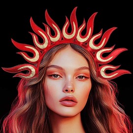 Reaky Flame Headbands, Red Fire Headband, Carnival Headwear, Hair Accessories for Women (Red, One Size)