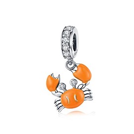 LUCKYBEADS - Abalorio de plata de ley 925, diseño de tortuga y cangrejo de peces, el mejor regalo de joyería para los amantes de los animales marinos (colgante de cangrejo)