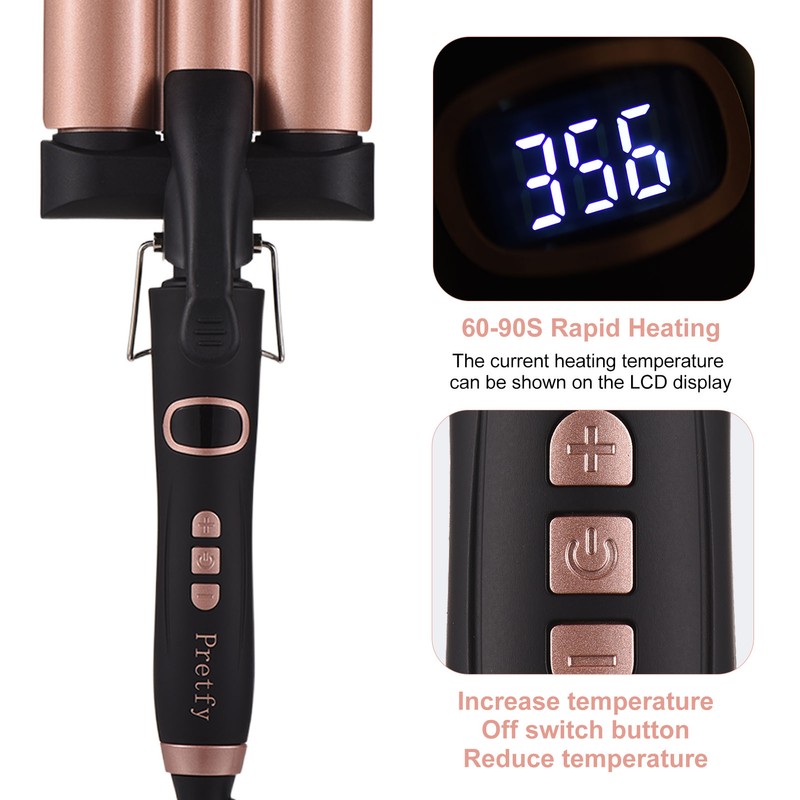 Pretfy Hair Curling Iron 3-Barrel 32mm Hair Waver Hair Curler