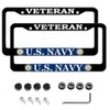 2 Pcs Veteran License Plate Frame for U.S. Navy,Black Matte