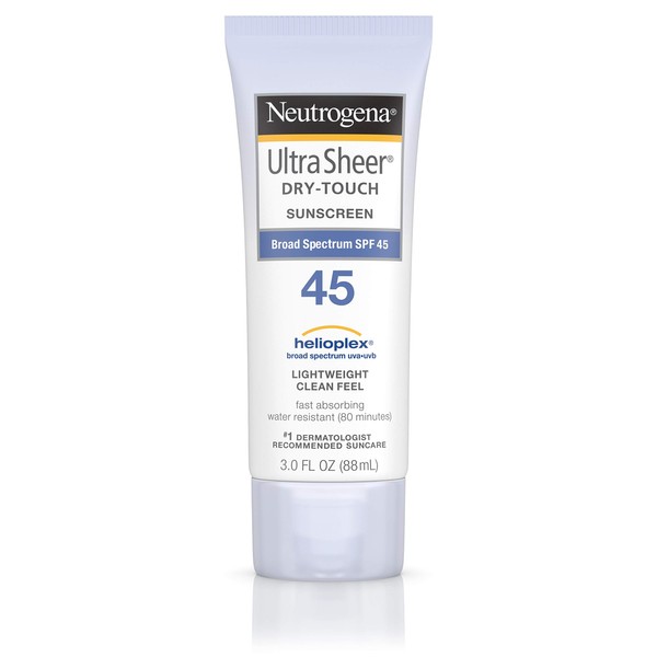 Neutrogena Ultra Sheer Dry-Touch Water Resistant and Non-Greasy Sunscreen Lotion with Broad Spectrum SPF 45, 3 fl. oz
