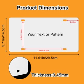 20 Pack Sublimation License Plate Blanks, 0.45mm Aluminum Heat Transfer Vinyl Blanks, DIY Custom Front Car Tags for Automotive