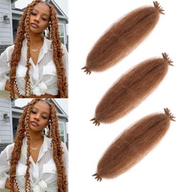 Mscat 40,6 cm, 3 Packungen vorgetrennte braune federnde Afro-Twist-Haarverlängerungen für Marley Twist Crochet Braiding Kunsthaarverlängerungen (8 Strähnen/Packung, 27#)