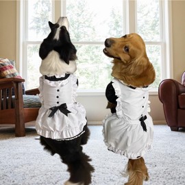 FLAdorepet - Vestido grande para perro, disfraz de criada con diadema, disfraz de Lolita de Halloween para perros de raza extragrande, cachorro, Navidad, día festivo, boda, vestido de princesa (negro,