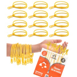 UpBrands 12 Pack YELLOW 7-Inch Zipper Bracelets - Fidget Party Favors for Kids - Bulk Bracelets for Kids - Fidget Bracelet for Anxiety - Perfect for International Friendship Day & World Kindness Day