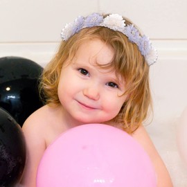 IYOU Flower Baby Girls Headbands, Grey Flower Ribbon Hair Band Chiffon Princess Girls Headband Headdress for Toddler Kids Party Wedding Photography