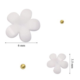 Flower Nail Art Charms Penta Angel 500Pcs 3D Flat White Nail Flowers Rhinestones Beads Acrylic Nail Studs for Women Girls Nail DIY Decorations (White/Gold)
