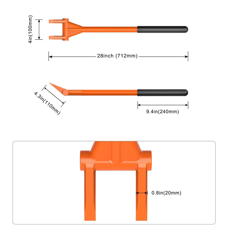 Dolibest 28'' Demo Bar 2-Tine Wrecking Bar, Heavy Duty Pallet