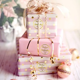 500 Pcs Gold Thank You Stickers 1.5 Inch, Thank You for Celebrating with Us Stickers, Clear Thank You Sticker Self-Adhesive, Wedding Favor Stickers Labels, Celebrating Stickers for Envelopes Seal