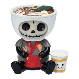 Furrybones 'Ramon' Figurine - Whimsical Skeleton with Ramen Bowl, Hand Painted Decorative Statue, 7 cm Height