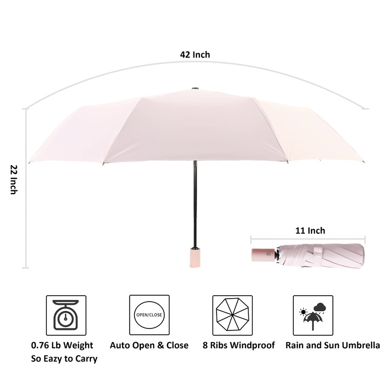 Small Travel Umbrella for Rain Protection Sun-Folding UV Umbrella Windproof