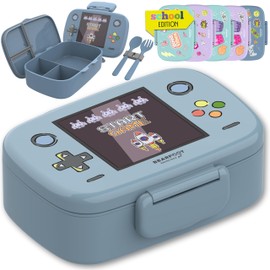 BEARFOOT Children's Lunch Box with Compartments, BPA-Free, Lunch Box, Bento Box, Lunch Box Girls & Boys, Snack Box, 100% Leak-Proof, Lunch Box for Nursery, School (Game)