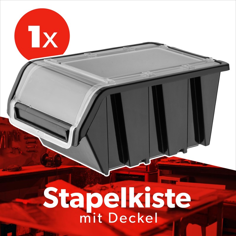 KADAX Stacking Box with Lid, Storage Box Made of PP