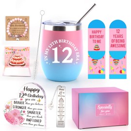 Coosilion 12 Year Old Girl Gifts, Sweet Gifts for 12 Year Old Girls 12th Birthday Card Happy 12 Socks Desk Plaque Tumbler Bracelet 12th Birthday Present for Girls Daughter Granddaughter Sister Niece