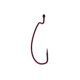 Worm Hook, Size 2/0, Needle Point, Extra Wide Gap, Offset, Ringed Eye, Red, 6 per Pack