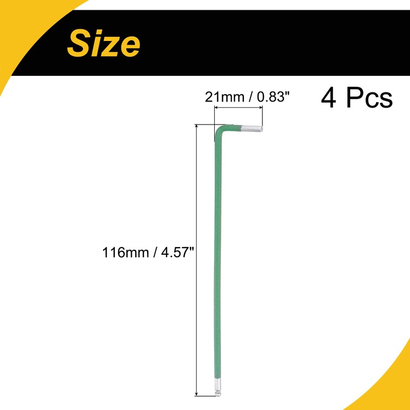 WorkBless 2.5mm Ball End Hex Key Wrench 4 Pcs l