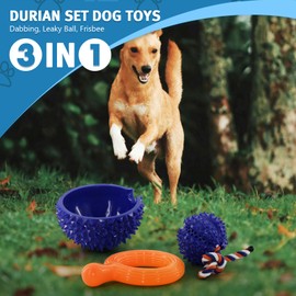 pawstrip Dog Chew Toys for Aggressive Chewers Interactive Dog Tug of War Toy Rubber Dog Ring Toy Puzzle Dog Bowl Slow Feeder Mat Durable Rope Ball Dog Training Toy, 3 Pack