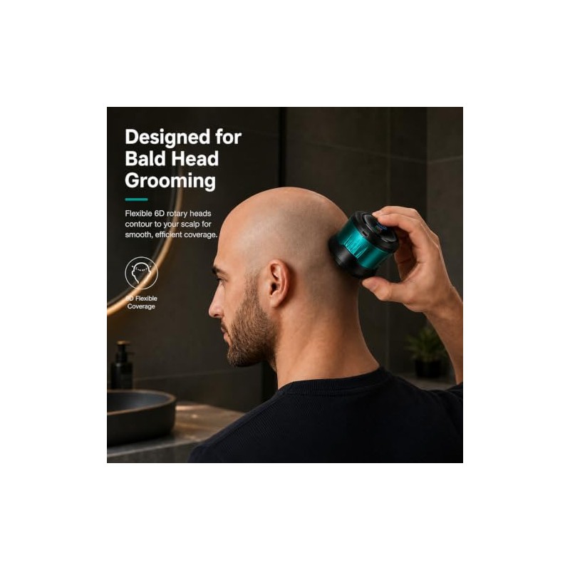 VGR 373 Cordless Bald Head Shaver for Men with 6D