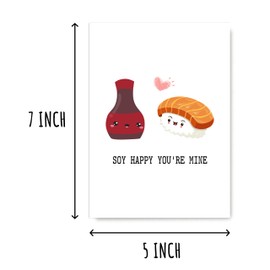 VKNDesigns Soy Happy You Are Mine - Sushi Love Card - Funny Anniversary Card - Food Puns Card - Greeting Card For Her Him