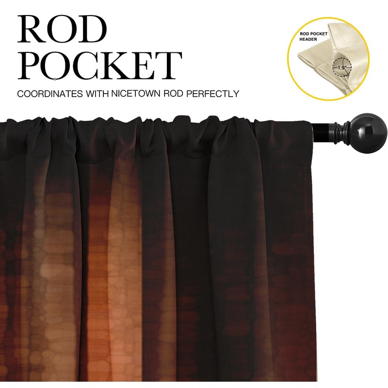Emvency 2 Pack Valances Window Treatments, Orange Copper Vintage Stripe