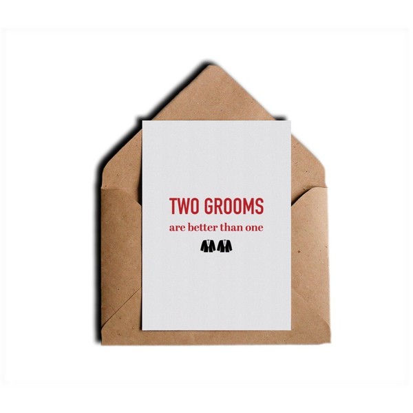 Sincerely, Not LGBTQ Gay Pride Wedding Card Two Grooms Are Better Than One - 5" x 7" - Blank Inside with Envelope - Love Wins Mr. and Mr. Groom Couple Card (PACK OF 1)