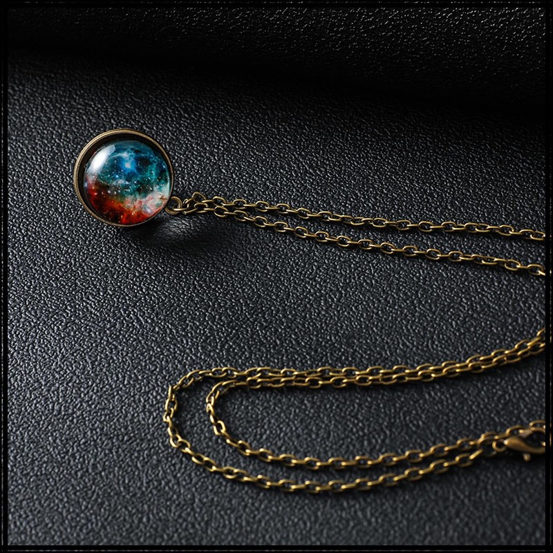 White Fang AZ331 Necklace, Starry Sky, Universe Design, Chain, Crystal,