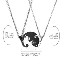 OIDEA Couple Necklace with Pendant Puzzle Cat Necklace Friendship Pendant for Him and Him Men Women Valentine's Day Gift Christmas Birthday, Stainless Steel