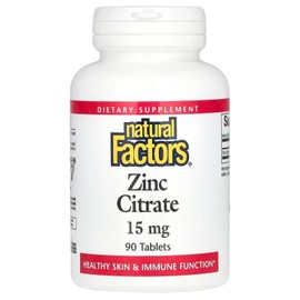 Natural Factors Natural Factors - Zinc Citrate 15mg, Support for Healthy Skin & Immune Function, 90 Tablets