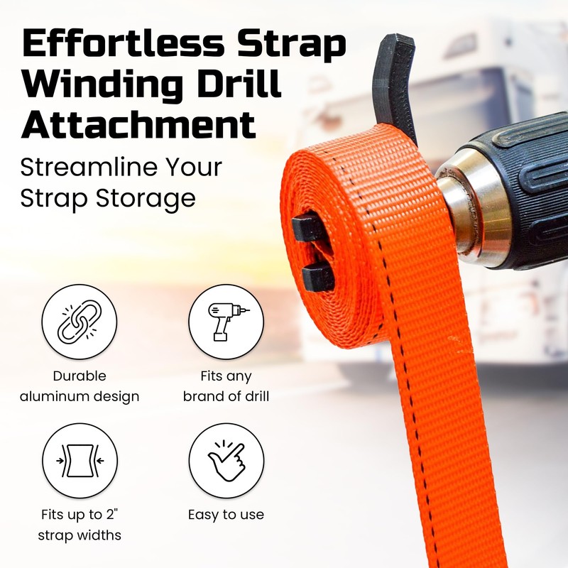 Ratchet Strap Winder Drill Bit Attachment | Heavy Duty Strap