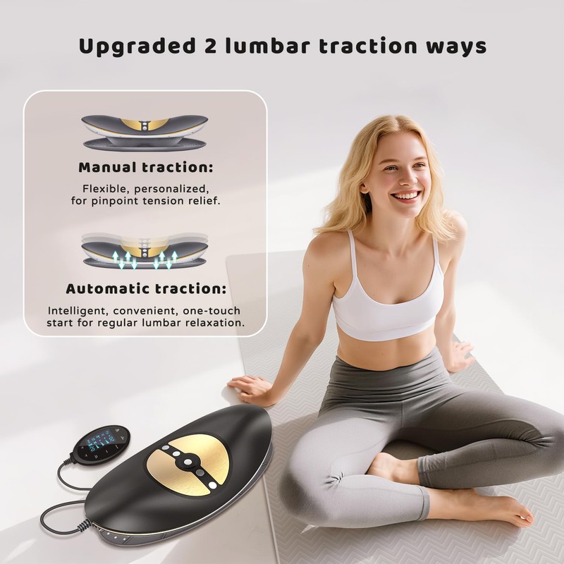 Electric Lumbar Traction Device, 4-in-1 Lower Back Massager with Dynamic