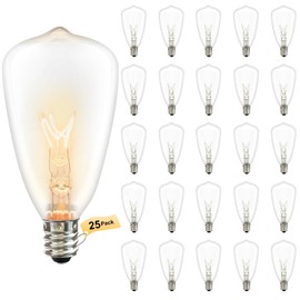 Oviejo 25 Pack Edison Light Bulbs, ST35 Clear Glass Light Bulb Replacement, 5W E12 Screw Base Light Bulbs for Outdoor String Lights Patio Backyard Decor, Warm White