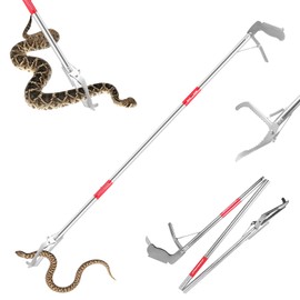 Repgfor 50" Collapsible Stainless Steel Snake Grabber Tool: Multi-Functional Hook, Tongs, Pole, Reacher for Safe Snake Handling and Rattlesnake Catching