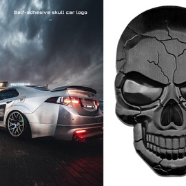 ECSiNG Skull Punisher 3D Sticker Waterproof Decoration Metal Logo Decals for Car Truck Motorcycle Fridge Computer Door Titanium Black