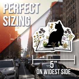 Cute Cat Silhouette Sticker with Floral Design - Perfect for Laptops Water Bottles Scrapbooks and Journals - Unique Cat Lover Gift - 5 Inches On Widest Side AAS1798