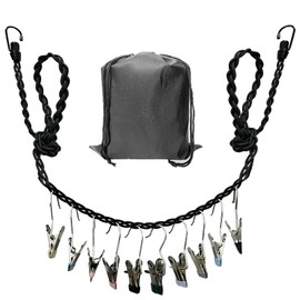 Retractable Portable Clothesline for Travel and Home, Tri-Braided Cord Clothes Line with 10 Windproof Clothes Clips, for Indoor Laundry Drying line,Outdoor Camping Hanger Accessories