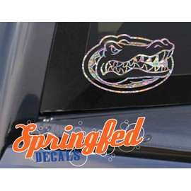 Florida Gators HOLOGRAPHIC CRYSTAL GATOR HEAD LOGO 12" Cut Vinyl Decal Car Truck Window UF Sticker FBA