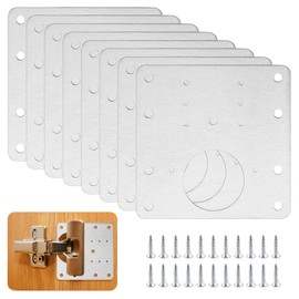 Satiskid Pack of 8 Hinge Repair Plates, Kitchen Hinge Repair Plates with Screws, Stainless Steel Hinge Repair Plate Kit for Kitchen Cabinet, Cabinet, Wardrobe