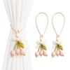 Set of 2 Pink Floral Curtain Tie Ropes with Lace