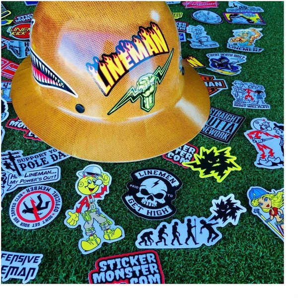 Lineman (64) Hard Hat Stickers Hardhat Sticker, Linemen, Electrician, Reddy IBEW
