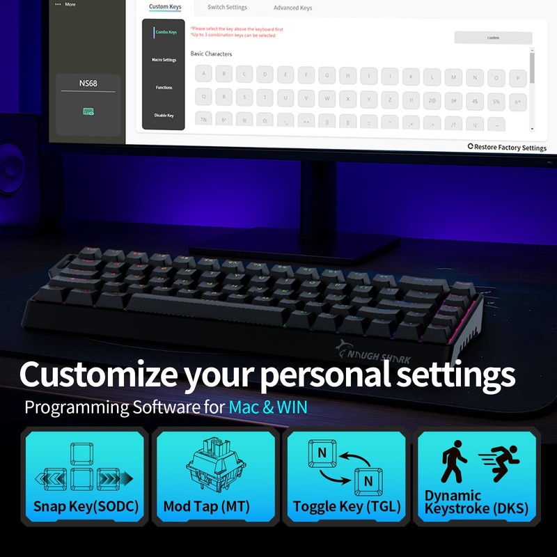 GK GAMAKAY x NaughShark NS68 Rapid Trigger Wired Gaming Keyboard,