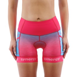 Synergy Women's Pro Tri Short - Triathlon Shorts for Women (Punch, Small, 4")