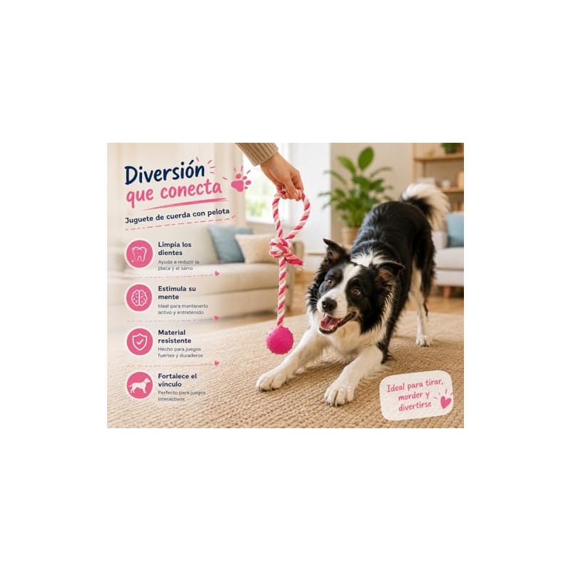 PETS&MORE Pelota con Cuerda Azul