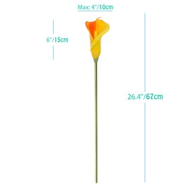 cn-Knight 10pcs Calla Lilies Artificial Flower,26'' Long Stem Artificial Calla Lily Flowers,Realistic Arum Lilies for Wedding Bridal Bouquet Home Decor Centerpiece,Orange