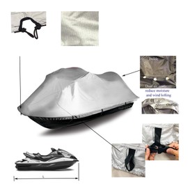EliteShield PWC Watercraft Jet Ski Storage Cover Silver Color Fits from 96"-102"(1 Seater)