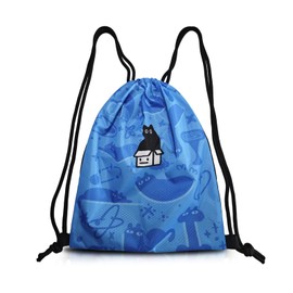 MIVia Drawstring Bags Blue Cats Style (33.5 * 44cm) Cartoon Bag For Outdoor Cute Sports Bag Canvas Drawstring Backpack Cartoon Bag for Swim Yoga Travel