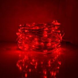Hometown Evolution, Inc. Red LED Fairy Lights - Plug in - 33 Foot 100 Red LED Micro Lights on Copper Wire - Waterproof for Indoor and Outdoor Use