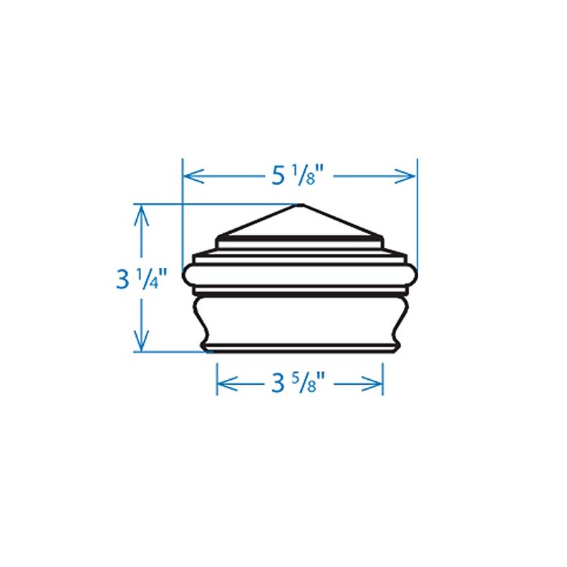 Woodway Small Copper Pyramid Post Cap, fits 3.5" Post, with