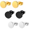3 Pairs Silvery Hypoallergenic Stainless Steel Flat Back Ear Disc
